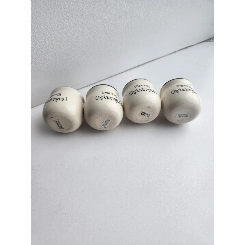 Set of 4 Snowman Mini Jar Candles Ceramic Painted Christmas‎ Holiday Winter